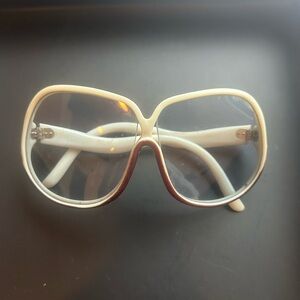 Vintage 1970s Italian Oversized Butterfly Sunglasses – Ivory & Cognac - Small